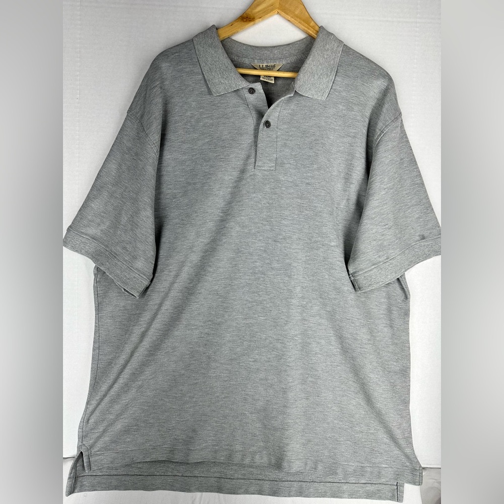 L.L. Bean 100% Cotton Light Gray Polo Shirt